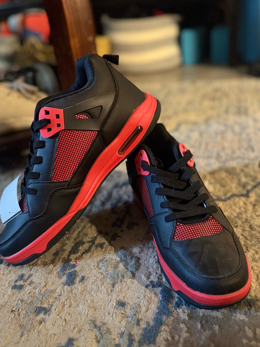 Southpole Men's Black and Red Athletic Sneakers - Lightweight Comfort
